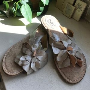 BOC Born Thong Flip Flop Sandals Gold Flower